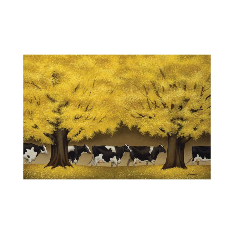Autumn Cows by Lowell Herrero - Wrapped Canvas Painting, 101.6 cm H x 66.04 cm W x 3.175 cm D