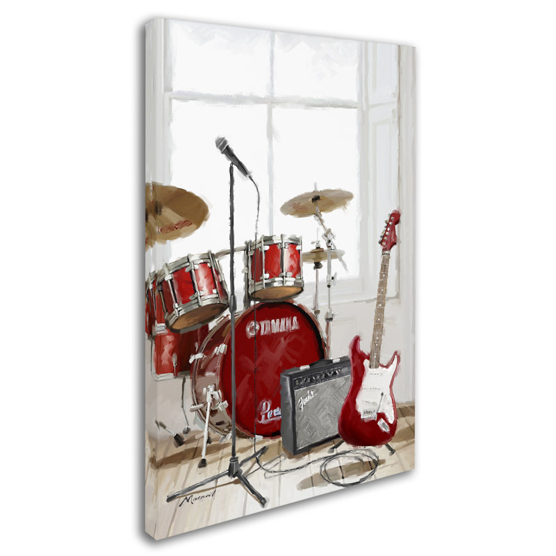 ''Drums and Guitar' Print on Canvas, 24" H x 16" W x 2" D
