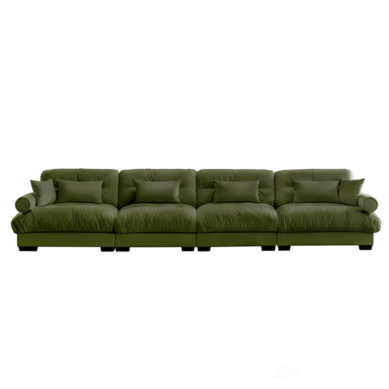 Super Comfort Oversized Modular Velvet Sectional Sofa With Movable Ottoman And Bolstered Armrests, Deep Seat Cloud Couch