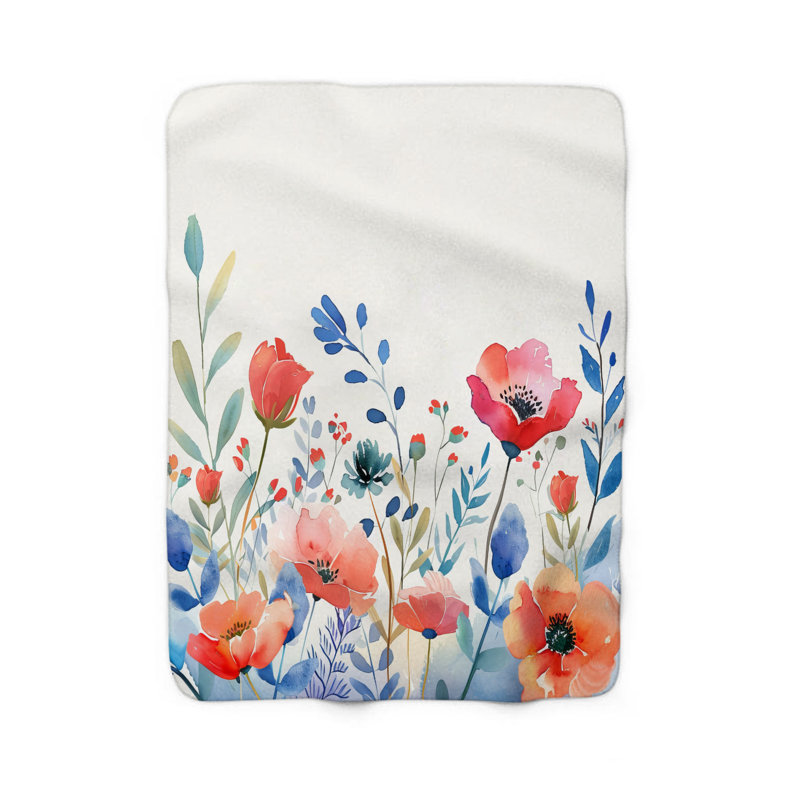 Spring Blossom Artistry - Couverture sherpa de qualité supérieure 1 pièce, L 60 po x l 50 po