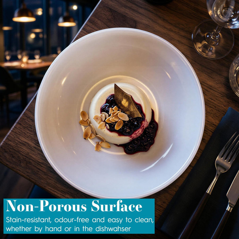 Argon Tableware Round Opal Glass Dinner Plates - 25cm - Pack of 6