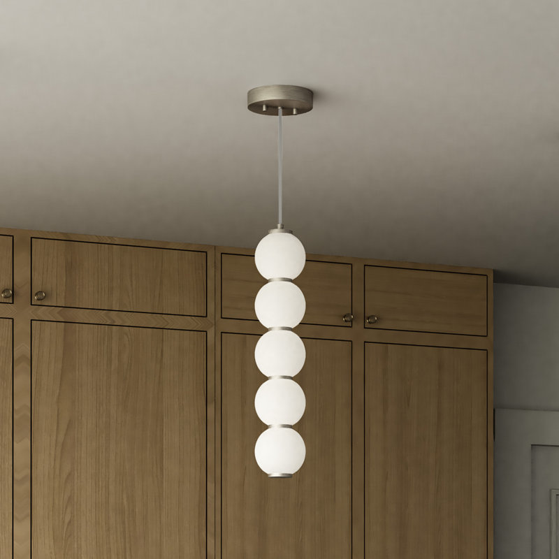 Queenstown Light Glass Steel Pendant, Brushed Nickel, 21.25" H x 4.375" W x 4.375" D