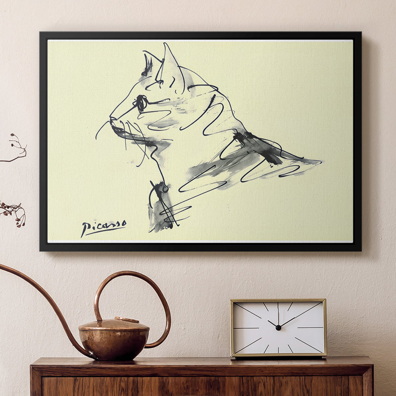 Chat (Le Chat), c. 1960 - Pablo Picasso, toile tendue avec châssis, 16 x 24, Noir