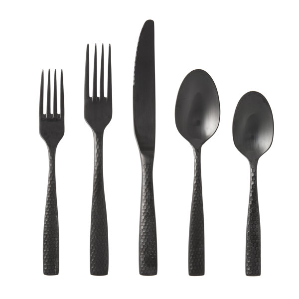 Fortessa Lucca Faceted 18/10 Stainless Steel 5 Piece Flatware Set ...