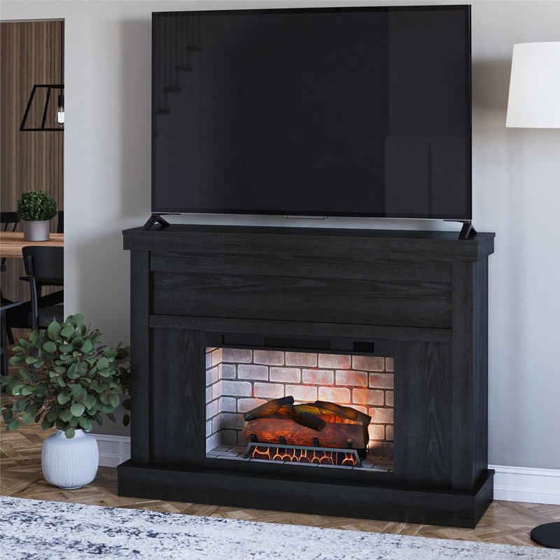 Sheffield Fireplace Mantel TV Stand for TVs up to 55", Black Oak, Black Oak