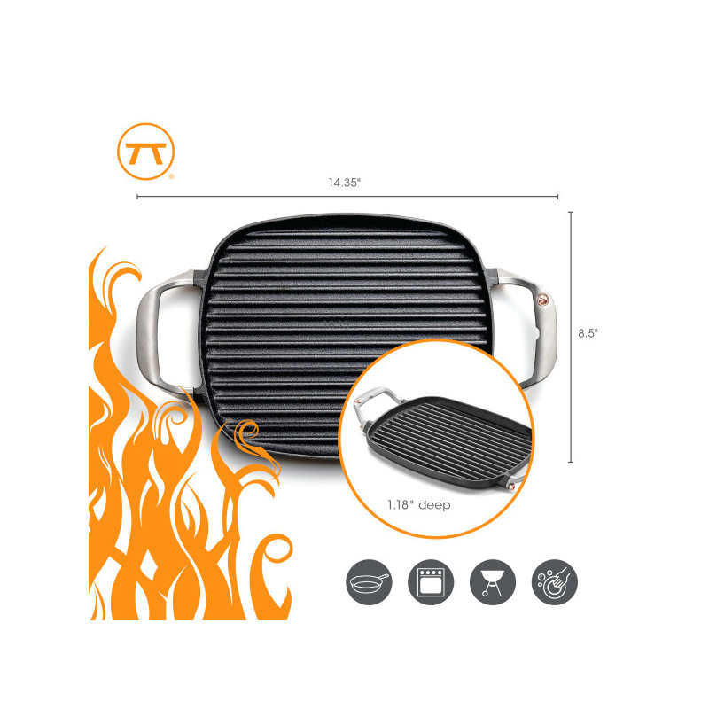 Outset Cast Iron Grill Pan With Ridges