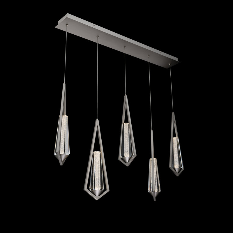 Devotion LED Pendant, 18" H x 5.5" W x 40" D, Satin Nickel, 5 Lights