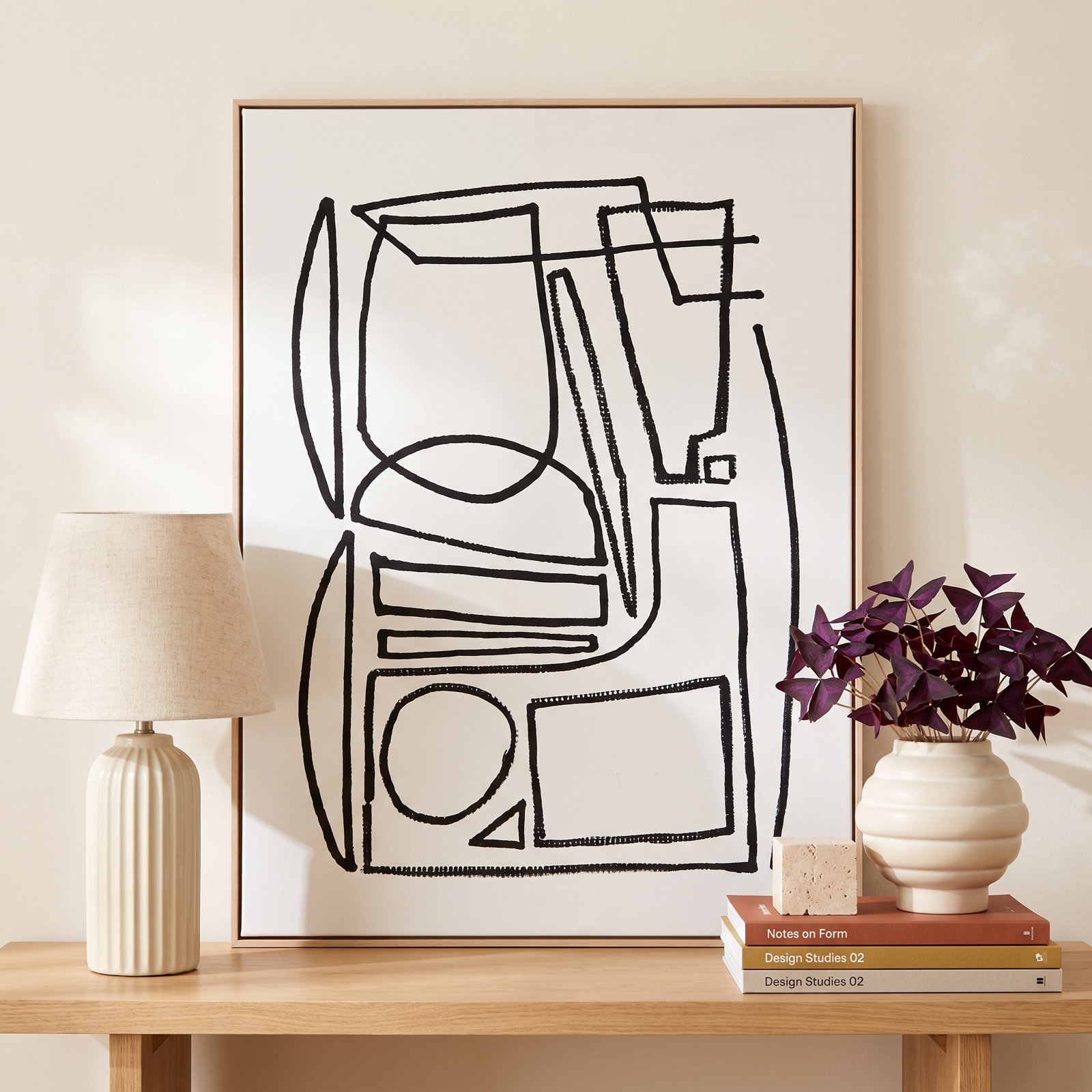 Ashen "Stark 1" Print by Dan Hobday, 48" H x 36" W x 2" D, Light Brown Floater Framed