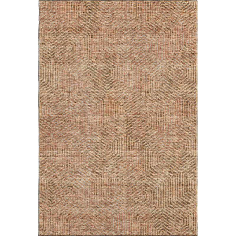 Premium Machine Washable Prisco Copper Rug, Rectangle 9' x 12'