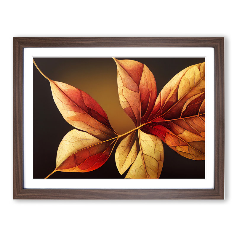 Showstopping Autumn Leaf - Framed Print, 25cm H x 34cm W x 2cm D, Walnut