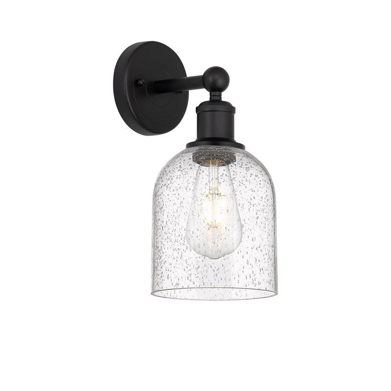 Applique murale 1 lumière 6 "Edison Allysson, Noir mat, Bullé