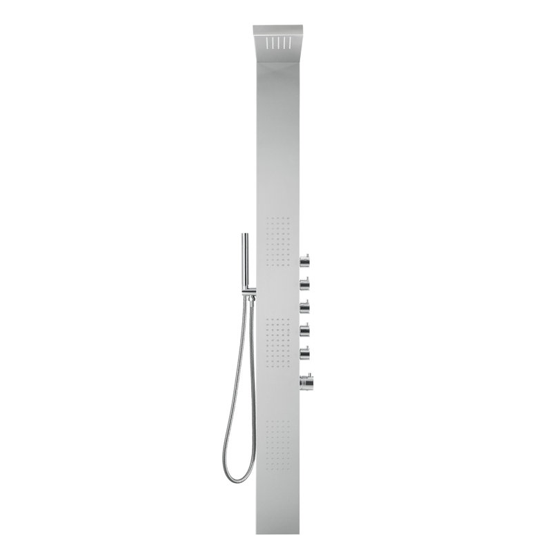 Panneau de douche en acier inoxydable 65 po avec pomme de douche réglable