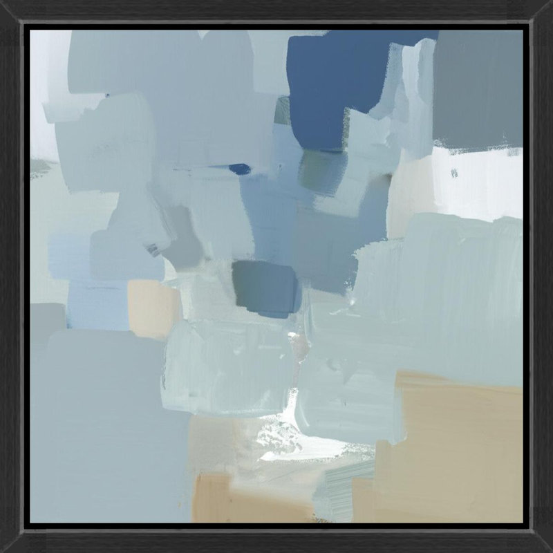 Calm Blue Abstract Composition - Art mural sur toile encadrée, 24" H x 24" W, Brown