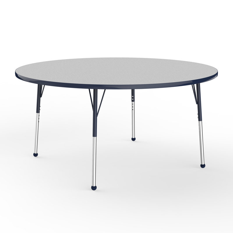 Table ronde à hauteur réglable, 48", Gris / bleu marine, Standard Ball Glide