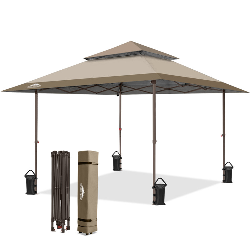 Pop Up Canopies 13 Ft. W x 13 Ft. D Steel Outdoor Straight Leg Canopy, Beige
