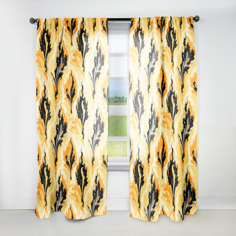 Ikat rétro jaune et noir - rideau Ikat - obscurcissement de la pièce en velours - 1 panneau, L 52 po x L 84 po