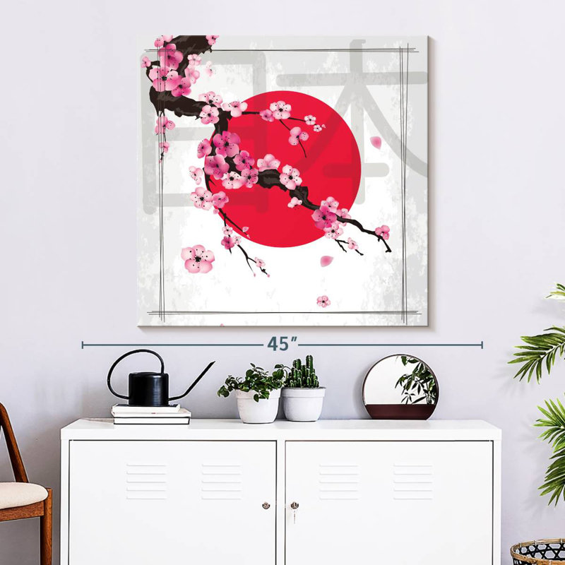 Harnek Japanese Sakura Illustration, 33" H x 33" W