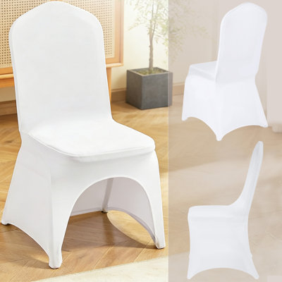 100PCS Stretch Spandex Foldable Chair Covers, Universal Narrow Back&Arched Front Cover, Removable Washable Protective Slipcovers for Wedding, Party, Celebration, Dining (White, Max 17x20.5x36.6in)