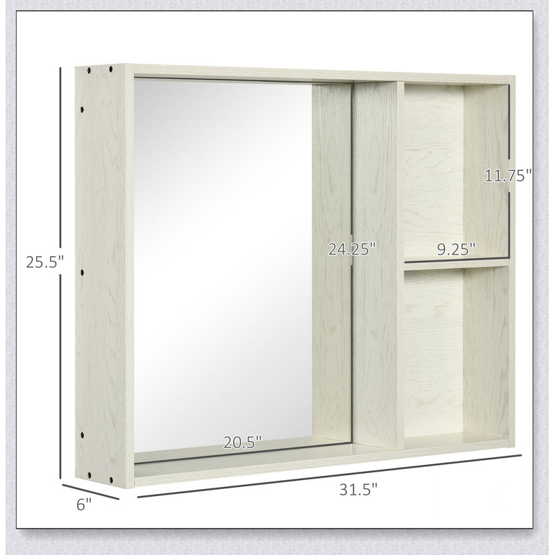 kleankin 31.5" x 25.5" Bathroom Medicine Cabinet with Mirror, Storage Shelf, Over Toilet Bathroom