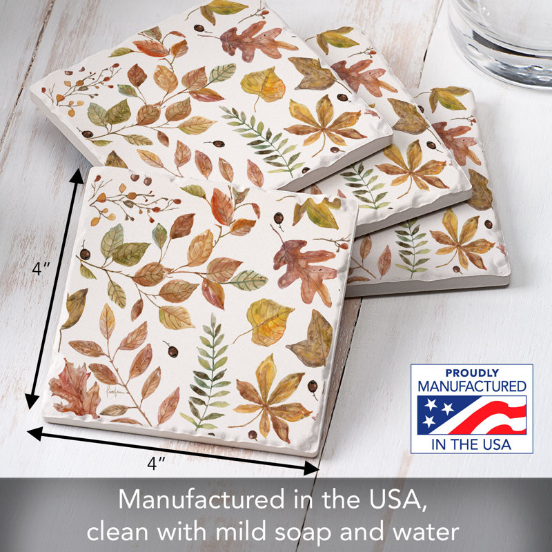Autumn Leaves, lot de 4 sous-verres en pierre