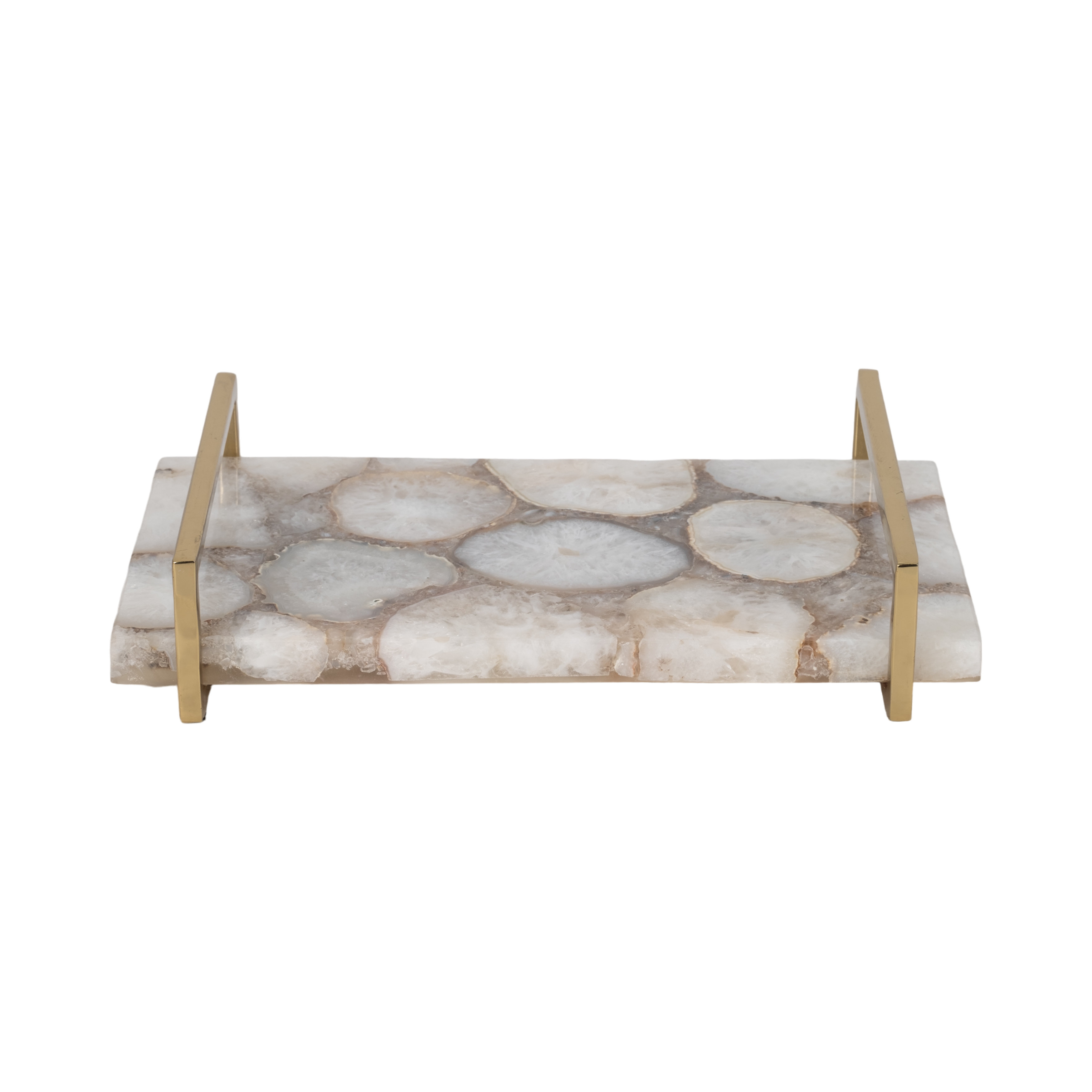 Mercer41 Agate Inspired 14" Tray with Elegant Gold Handles, Multi-color, Trays And Plates - 14" x 9" x 3" | Wayfair