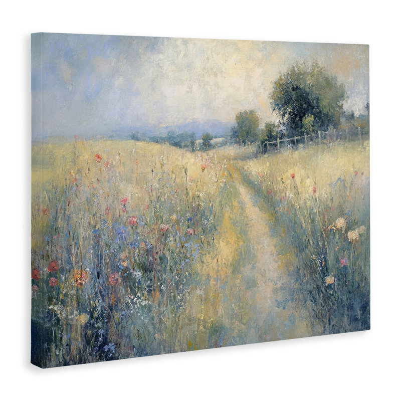 Chemin à travers la toile de champ de fleurs sauvages, design par LSR Creative Studio, H 24 po x l 30 po
