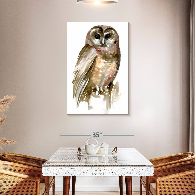 Brampt Watercolor Owl II, 45" H x 30" W
