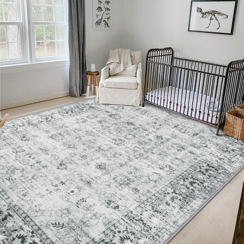  Tapis en peluche Grand Persian Bloom - Élégant accent floral avec base antidérapante, Rectangulaire 8 pi x 10 pi