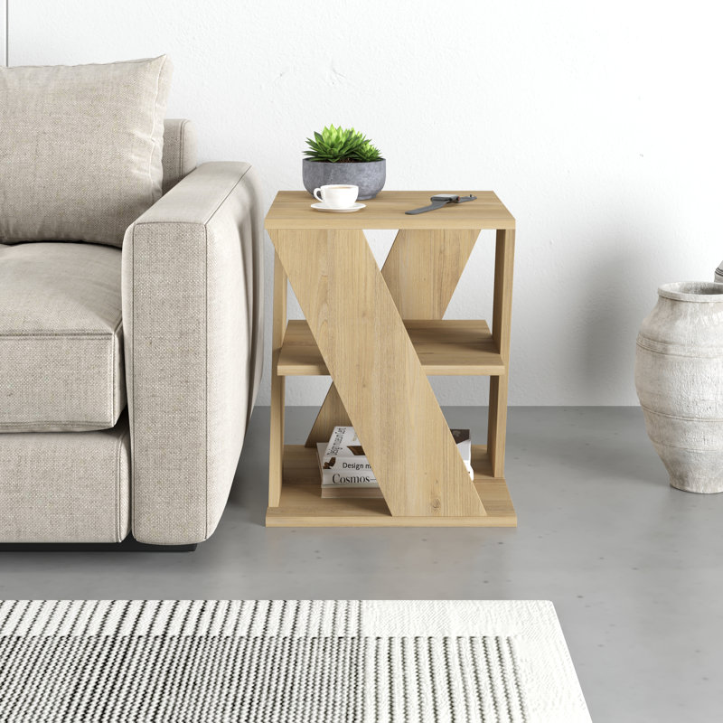 Cateline Side Table with Storage, Meşe