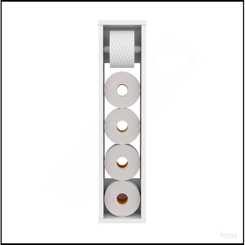 Bali  28" High Toilet Paper Holder Narrow Shelf Organizer For Bathroom, Living Room, Kitchen, White