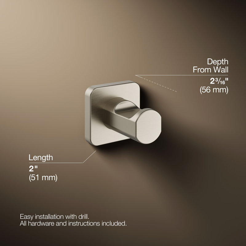 Parallel™ Robe Hook, Vibrant Brushed Nickel