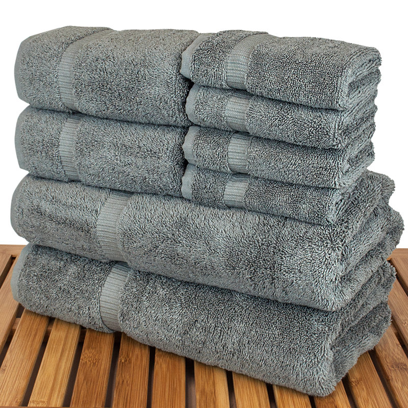 Ensemble de serviettes en coton turc 8 pièces Thurantowa, Gris