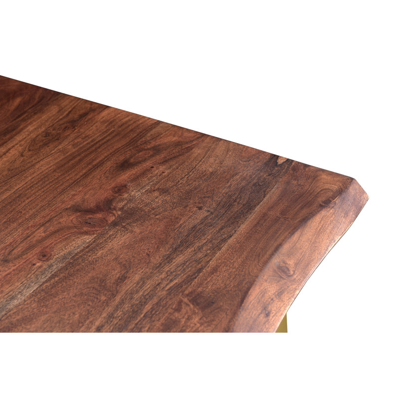 Table de salle à manger Brooklawn Sheesham, H 30 po x L 71 po x l 36 po, Or, Brun