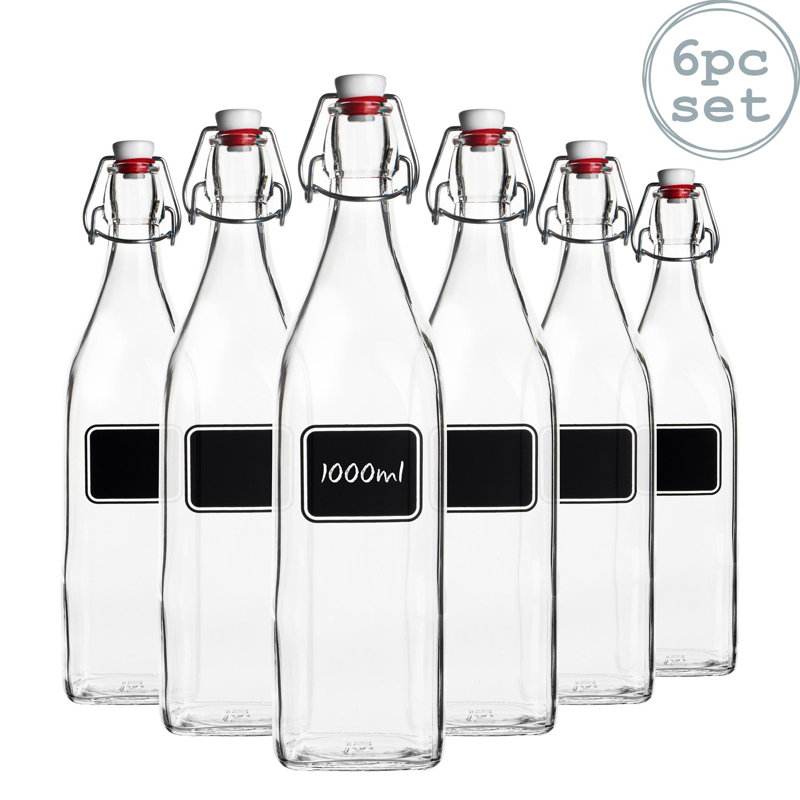 Lavagna Glass Swing Bottles with Labels, 30.5cm H x 9cm W x 9cm D