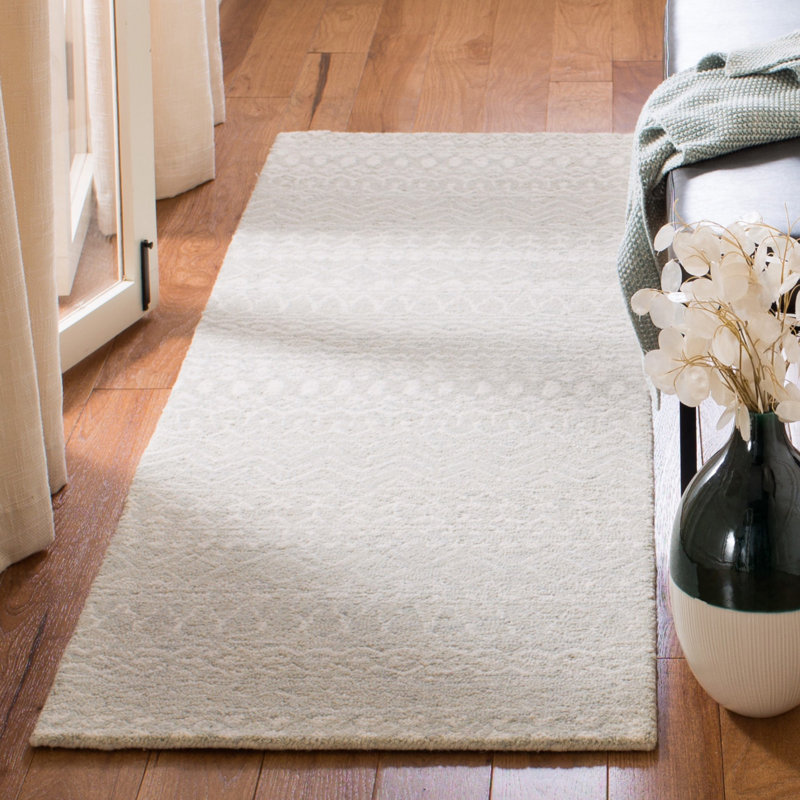 Tapis rayé en laine et coton touffeté à la main Heritage, Tapis de couloir 2 pi 3 po x 7 pi