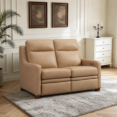 Fauteuil inclinable électrique de 55 po à trois moteurs, sans encombrement, canapé deux places en cuir avec ports USB et USB-C.