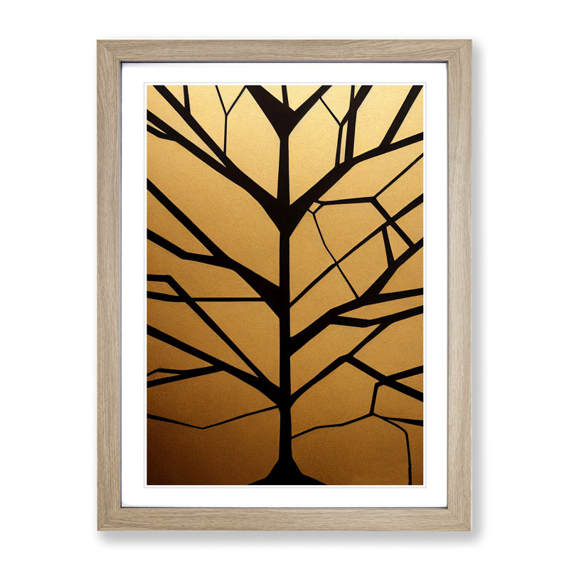 Silhouette of a Tree No.3 - Framed Print, 34cm H x 25cm W x 2cm D, Oak Framed
