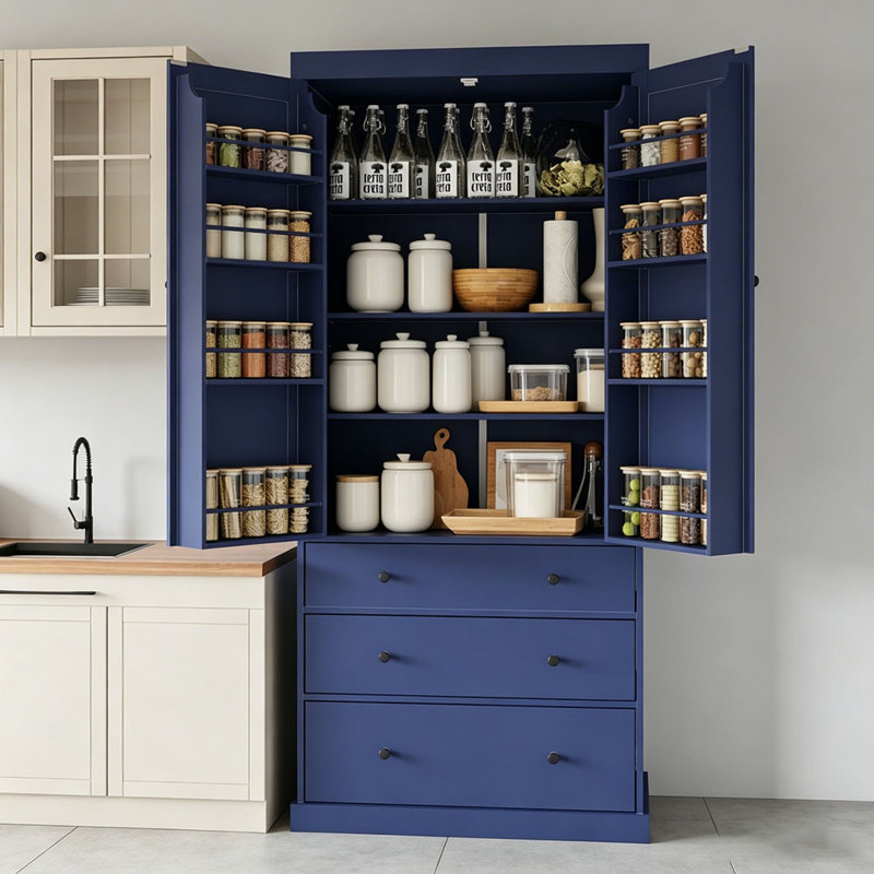 Armoire de rangement 77 po Farmhouse, Bleu
