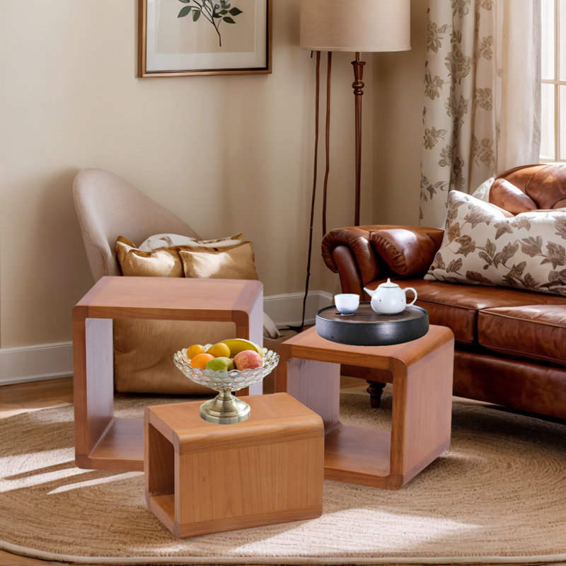 Solid Wood Nesting Tables (Set of 3), Brown