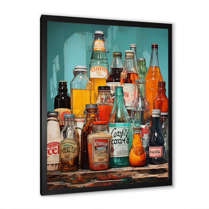 «Calep Pop Art 1950S Soda Emotion I», reproduction sur toile, Cadre photo noir, H 20 po x l 12 po x P 1 po