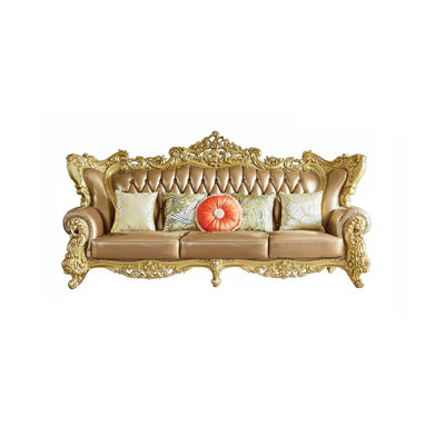 Kanesha 96.46'' Leather Sofa