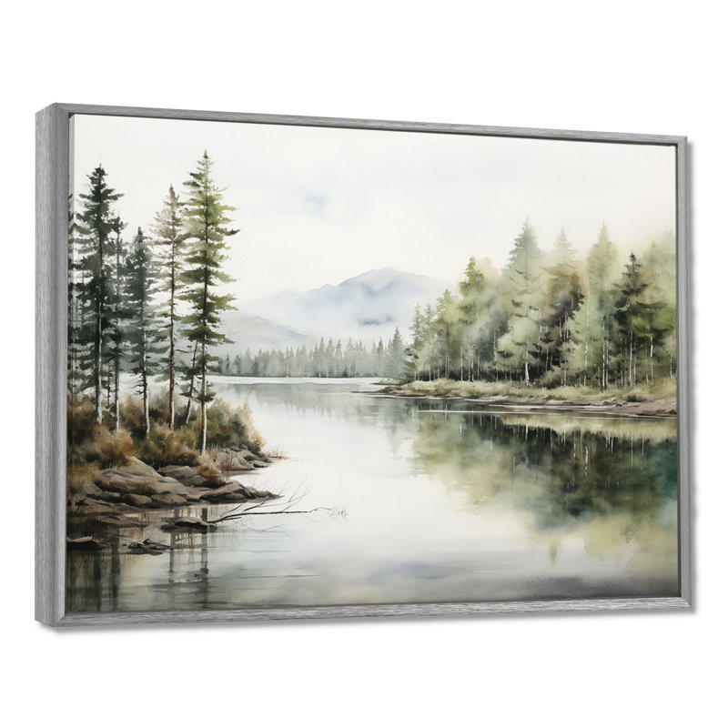 Scandinavian Lake Tranquility sur impression sur toile, H 24 po x l 32 po x P 1 po, Encadrement argenté
