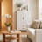 Tall White & Natural Multi-functional Storage Cabinet With Carved Detailing