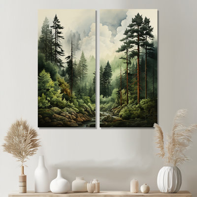 Pine Tree Forest - Green Traditional Wall Decor