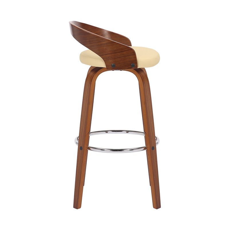 Chaise pivotante en similicuir, Tabouret de bar (siège d'une hauteur de 30 po), Crème/brun