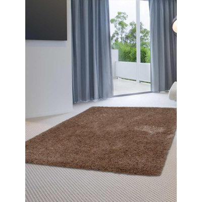Henricks HAND TUFTED SHAG POLYESTER ECO-FRIENDLY AREA RUGS, Beige Color, Solid Design