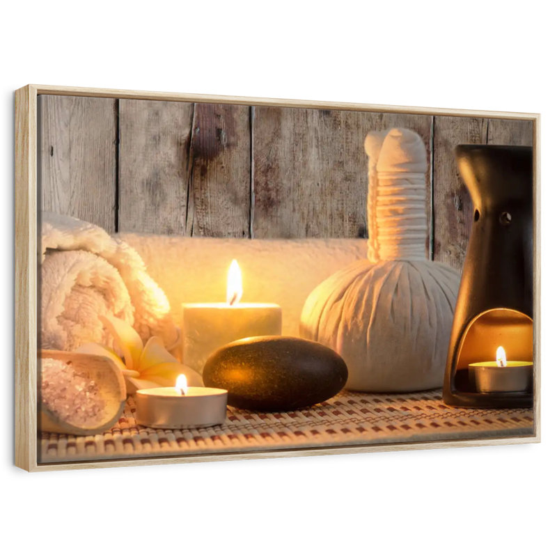 Spa aromathérapie, Cadre flottant en bois naturel, 37 po x 25 po