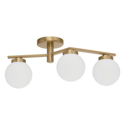 Trilogy 21-inch 3-light Antique Brass Semi-Flush Mount with Etched Opal Glass Shades