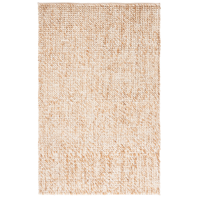 Hedon Natural Fiber Hand Woven Jute And Cotton Solid Color Rug, Rectangle 3' x 5'