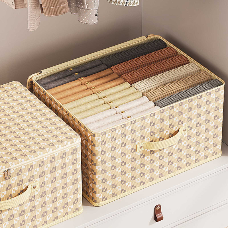  Non Woven Storage Bins Zipper Storage Box, Clothes Storage Basket Containers, Closet Organizers and Storage for Clothing, Sweater, Yellow